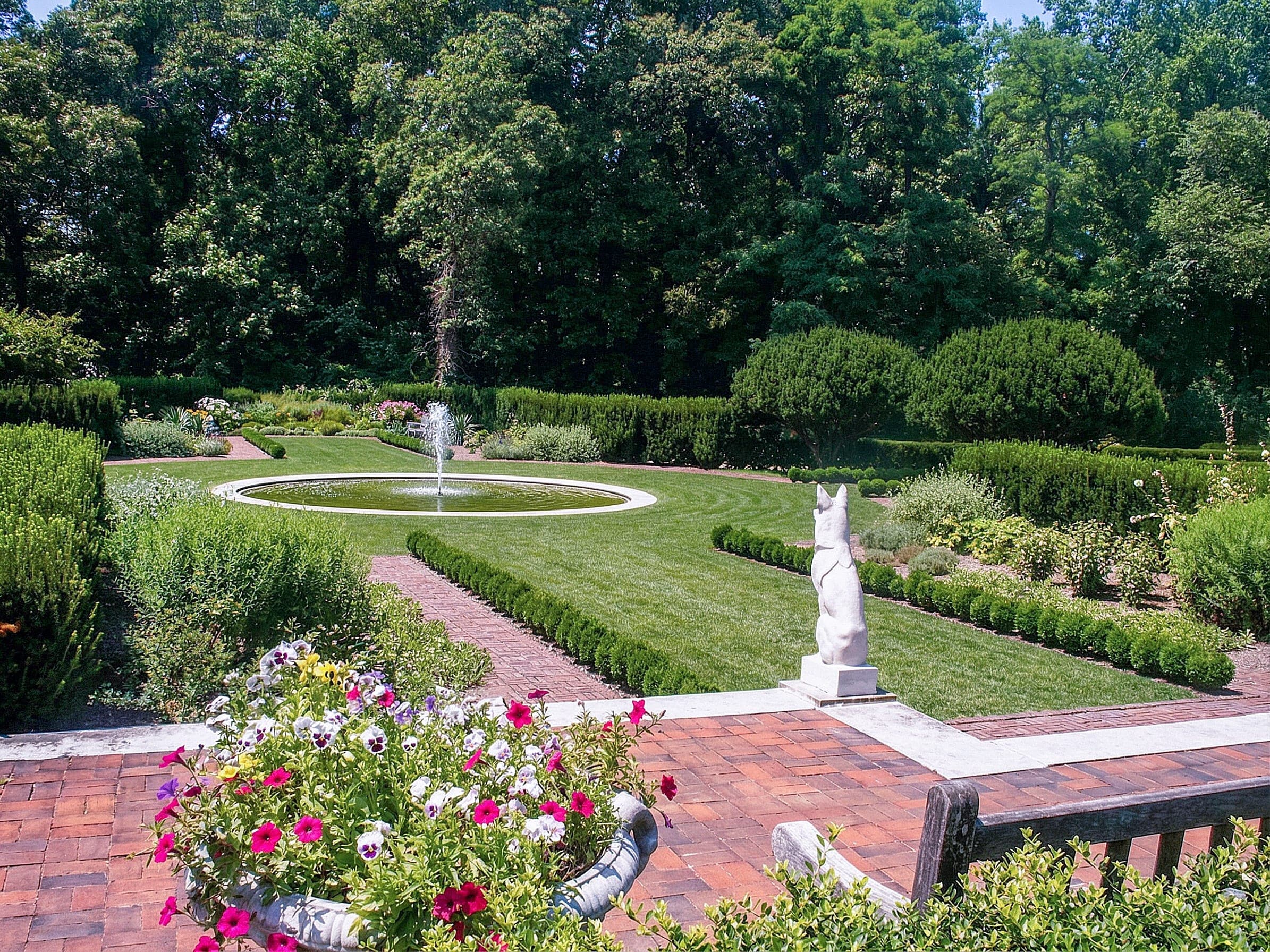Aerial view of Nassau County Museum of Art estate grounds