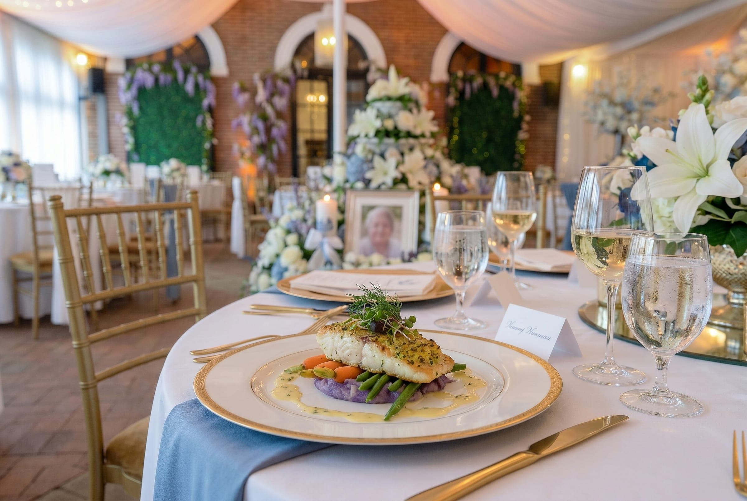 Floral tablescape with gold chargers